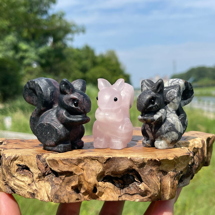 Natural Crystal Charming Squirrel Carving