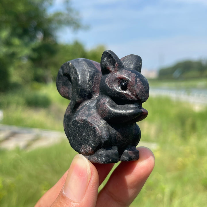 Natural Crystal Charming Squirrel Carving