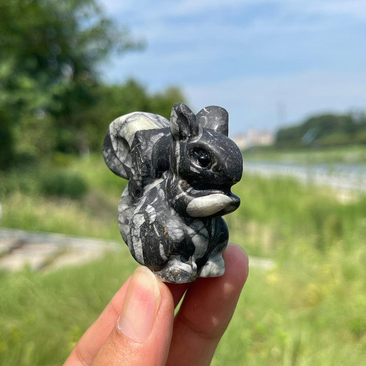 Natural Crystal Charming Squirrel Carving