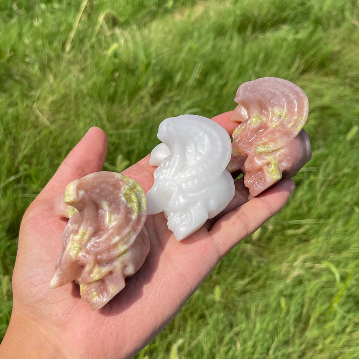 Natural Crystal Dragon Winged Skull Carving