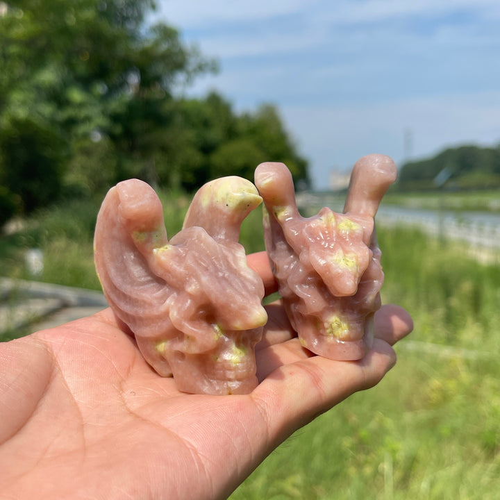 Natural Crystal Dragon Winged Skull Carving