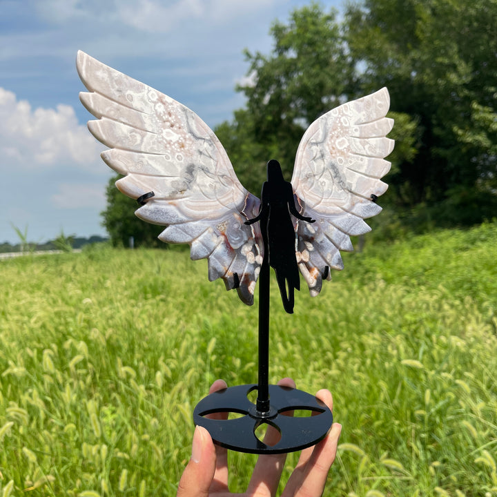 Unique,A Slightly Imperfect Natural Crystal Blue Flower Agate Angel Wing