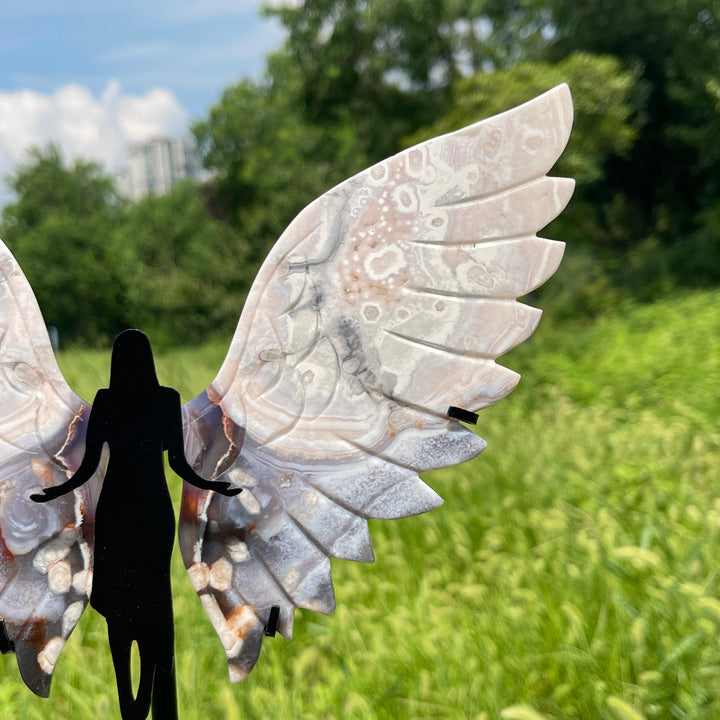 Unique,A Slightly Imperfect Natural Crystal Blue Flower Agate Angel Wing