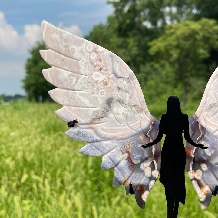 Unique,A Slightly Imperfect Natural Crystal Blue Flower Agate Angel Wing