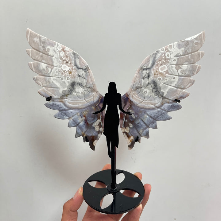 Unique,A Slightly Imperfect Natural Crystal Blue Flower Agate Angel Wing