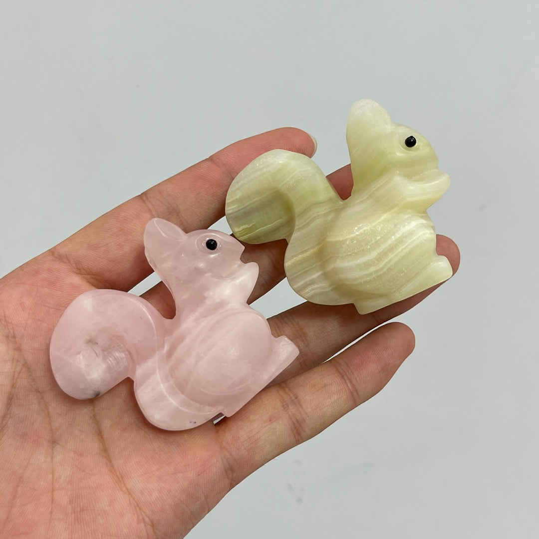 Natural Crystal Charming Squirrel Carving