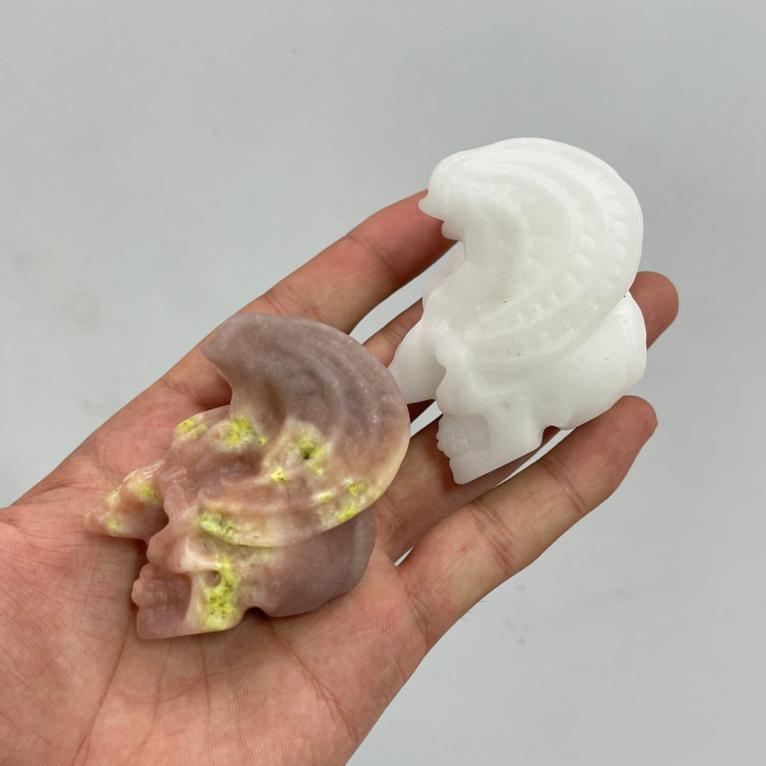 Natural Crystal Dragon Winged Skull Carving