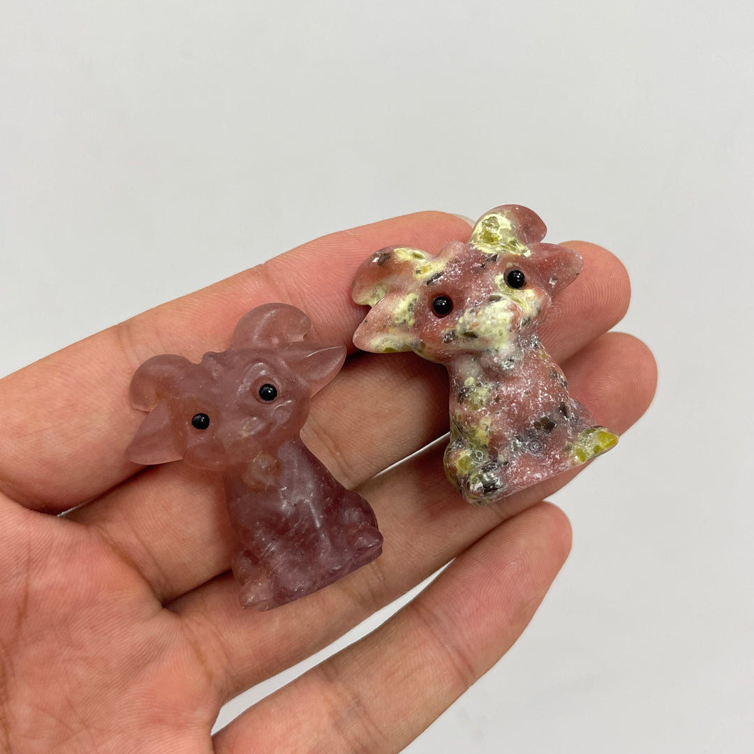 Natural Crystal Sitting Goat Carving