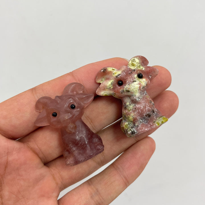 Natural Crystal Sitting Goat Carving