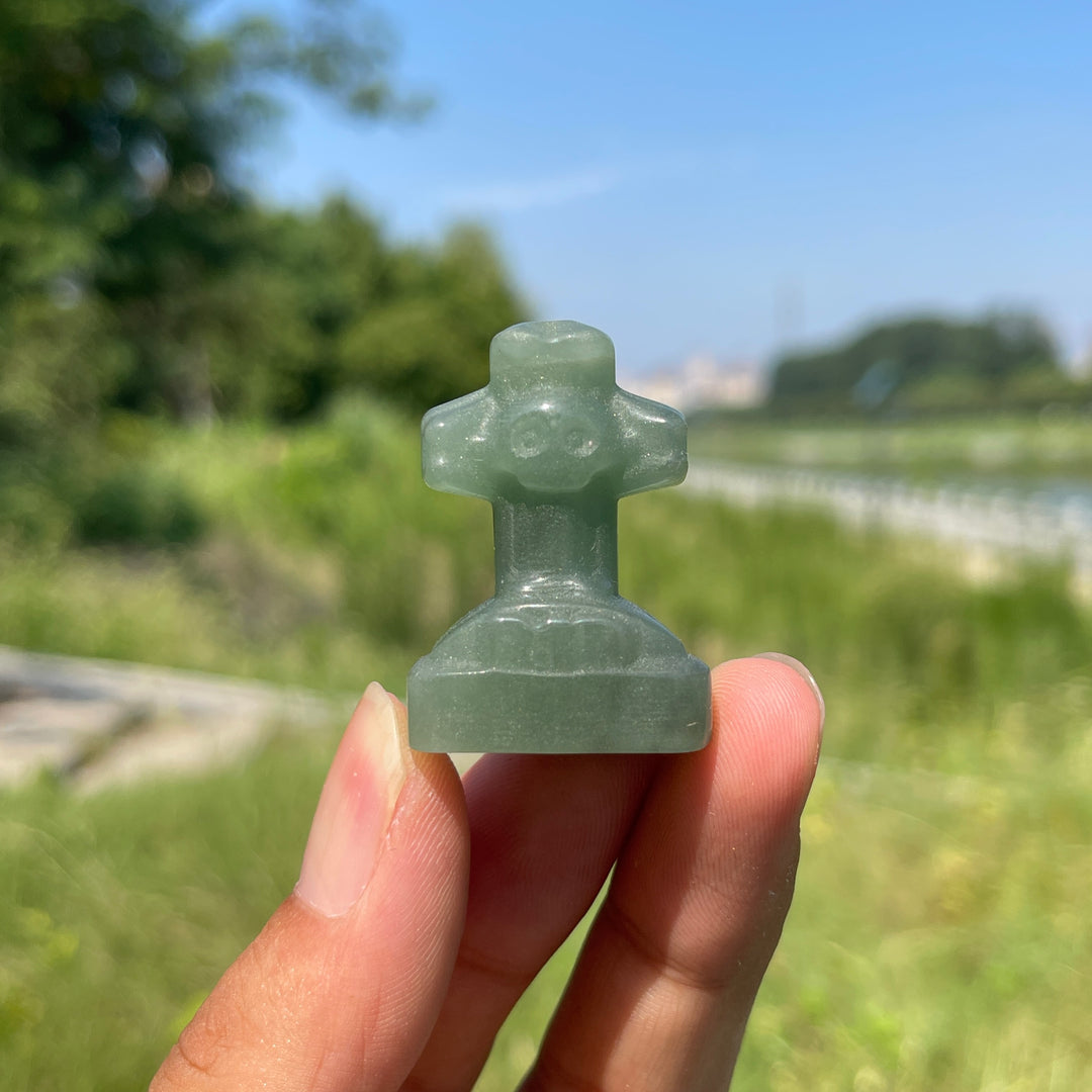 Natural Crystal Mini Skull Cross Carving