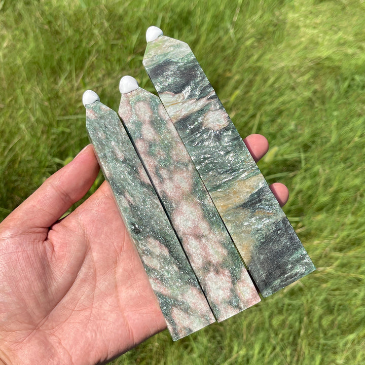 Unique,Natural Crystal Fuchsite In Quartz Point