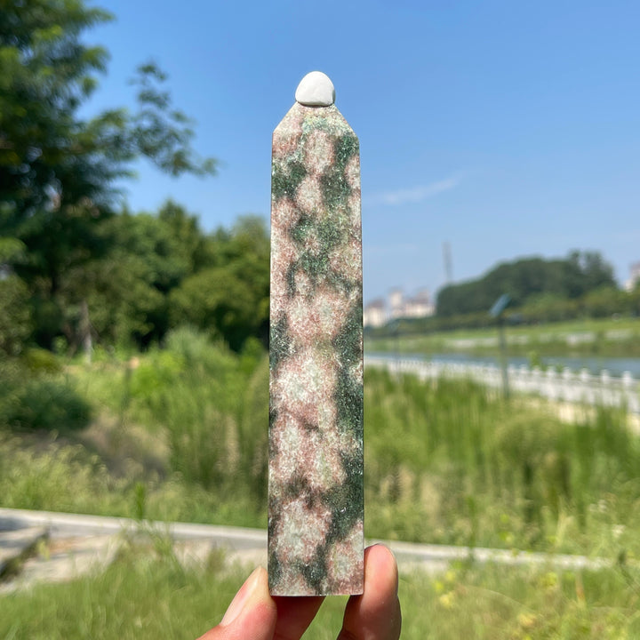Unique,Natural Crystal Fuchsite In Quartz Point