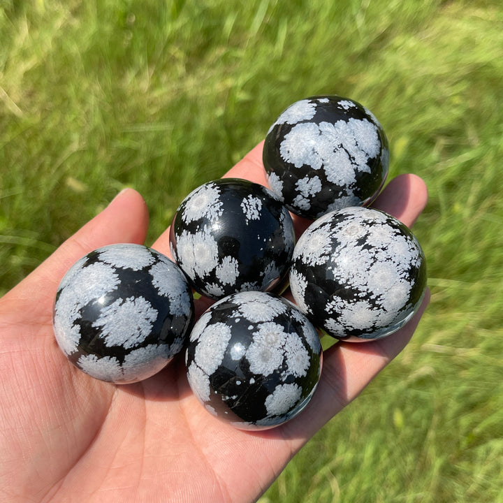 Natural Crystal Snowflake Obsidian Sphere