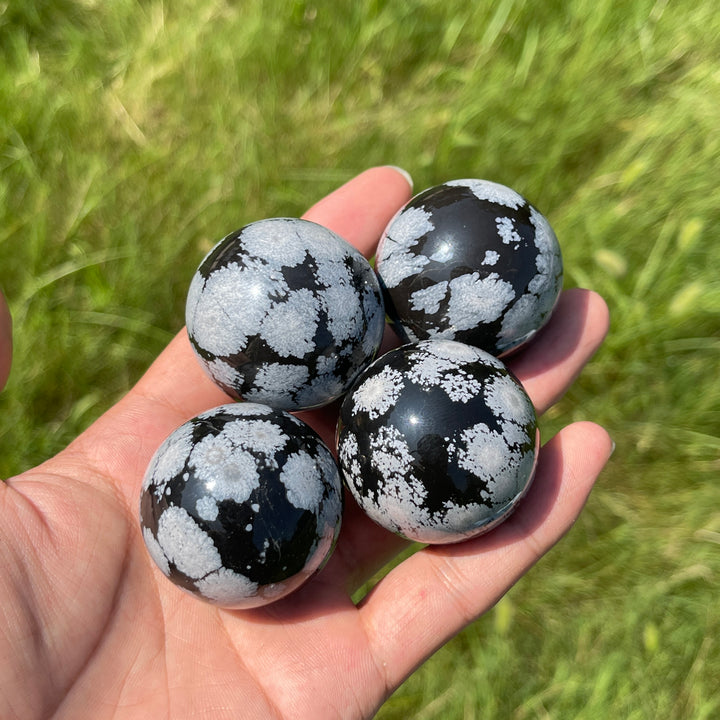Natural Crystal Snowflake Obsidian Sphere