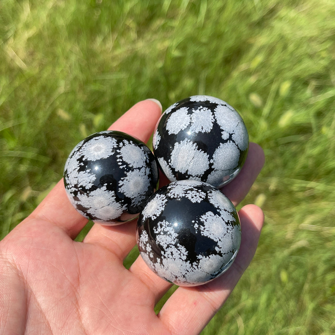 Natural Crystal Snowflake Obsidian Sphere