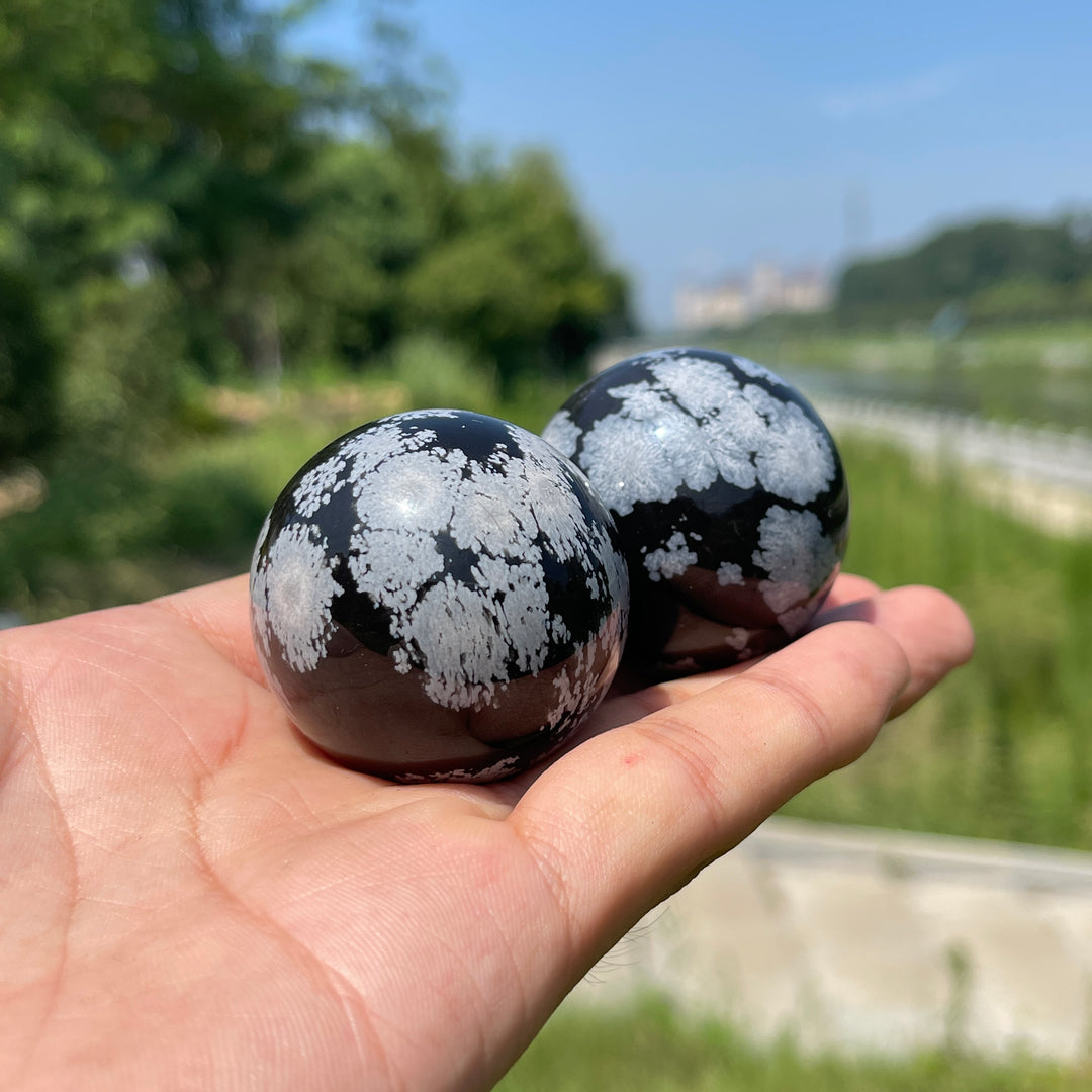 Natural Crystal Snowflake Obsidian Sphere
