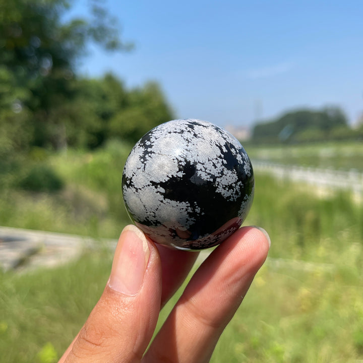 Natural Crystal Snowflake Obsidian Sphere