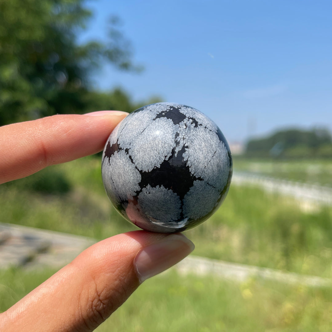 Natural Crystal Snowflake Obsidian Sphere