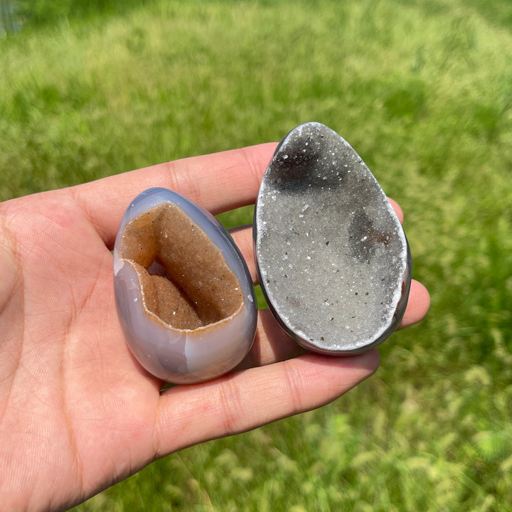 Unique,Natural Crystal Agate Druzy Egg
