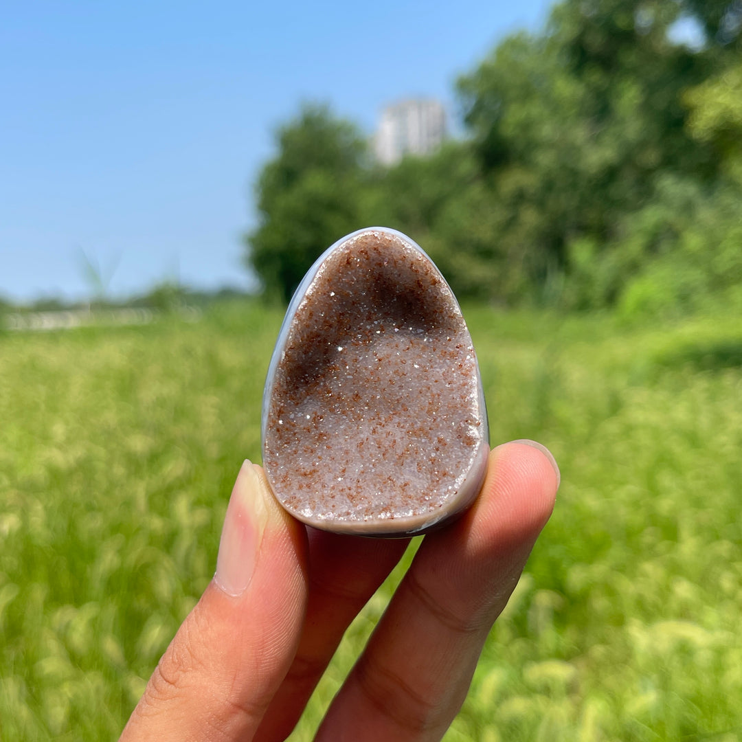 Unique,Natural Crystal Agate Druzy Egg