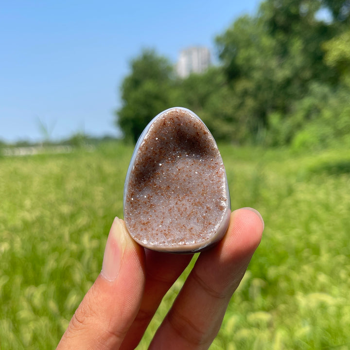 Unique,Natural Crystal Agate Druzy Egg