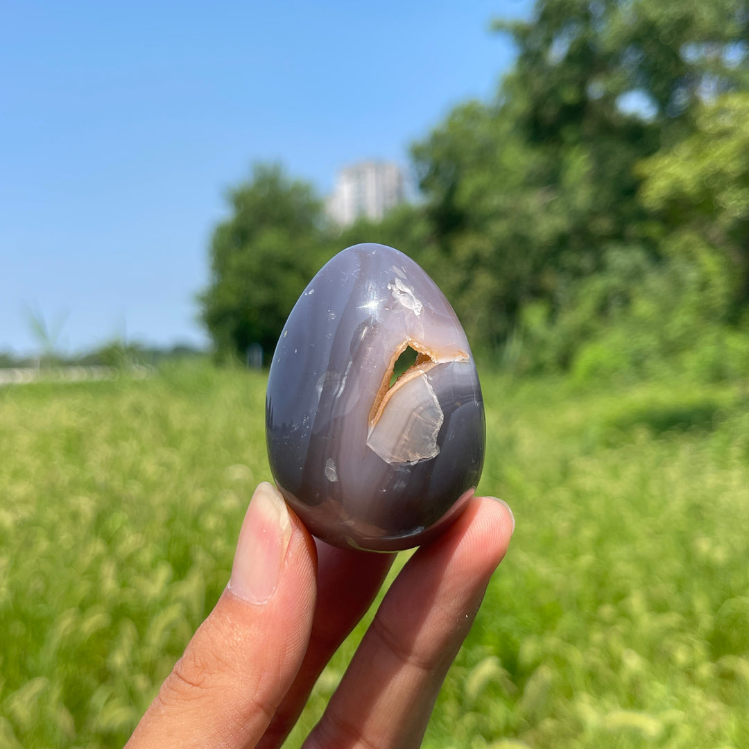 Unique,Natural Crystal Agate Druzy Egg