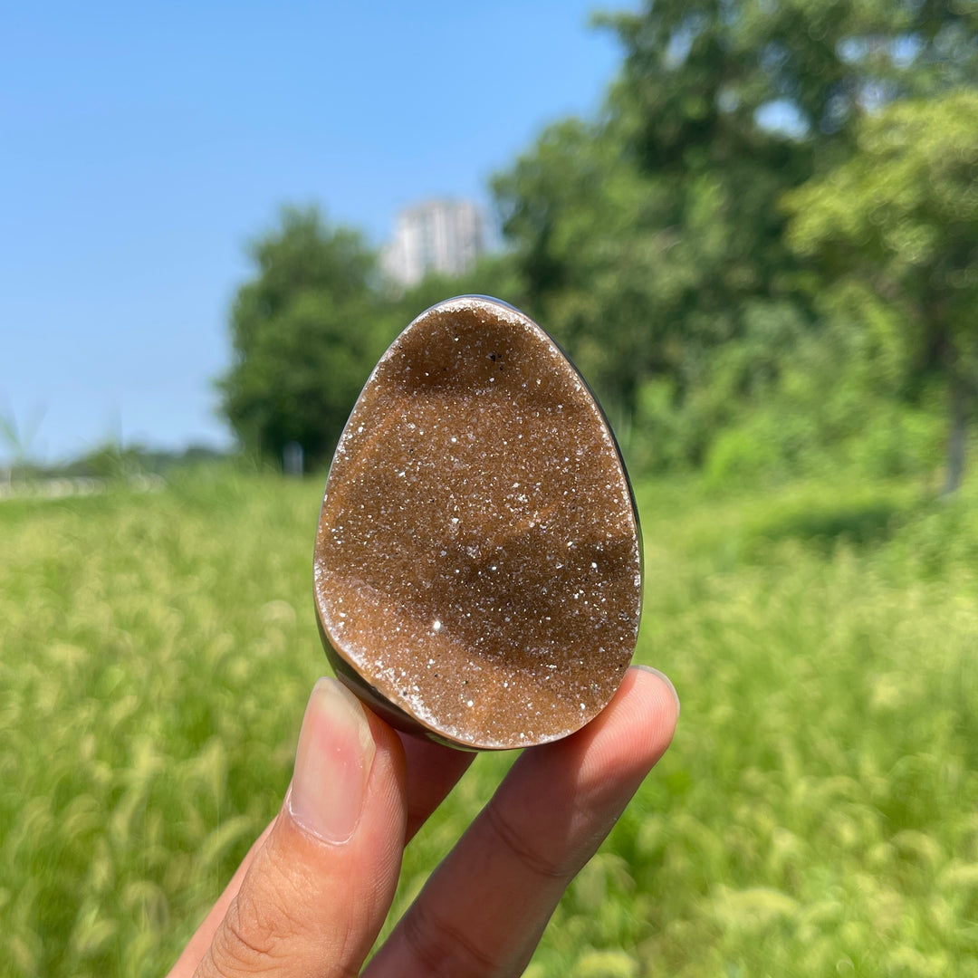 Unique,Natural Crystal Agate Druzy Egg