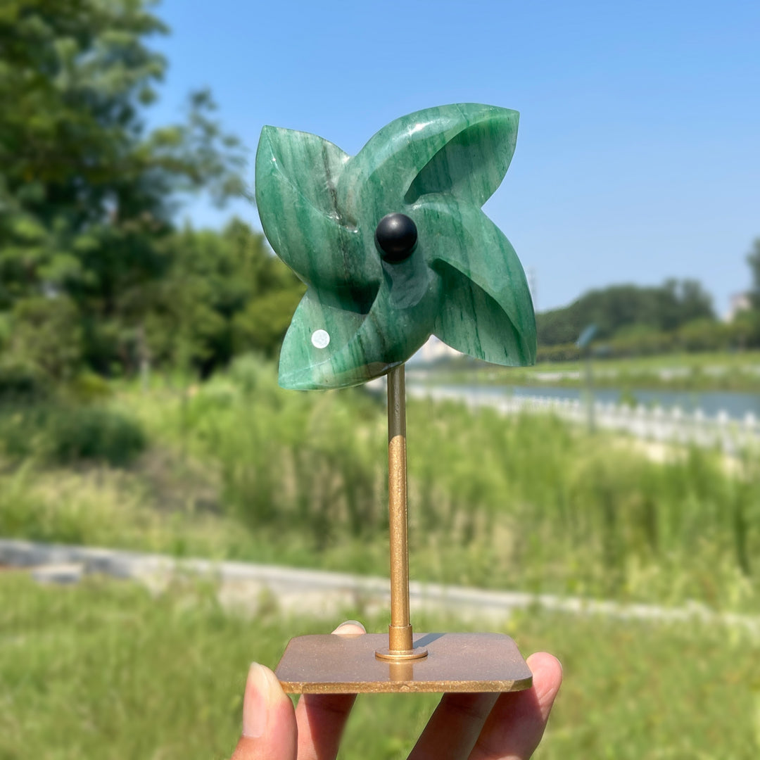 Unique,A Slightly Imperfect Natural Crystal Rotatable Wind Mill