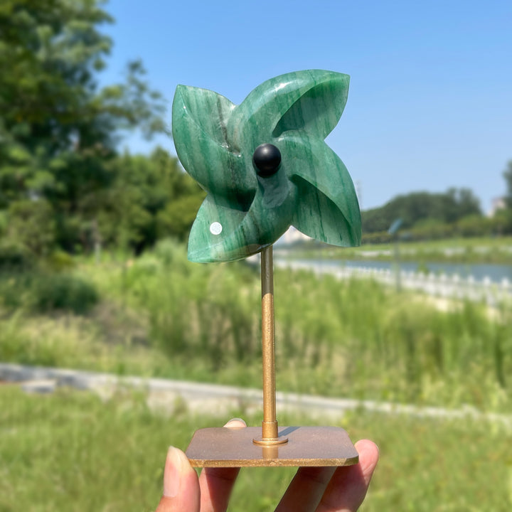 Unique,A Slightly Imperfect Natural Crystal Rotatable Wind Mill