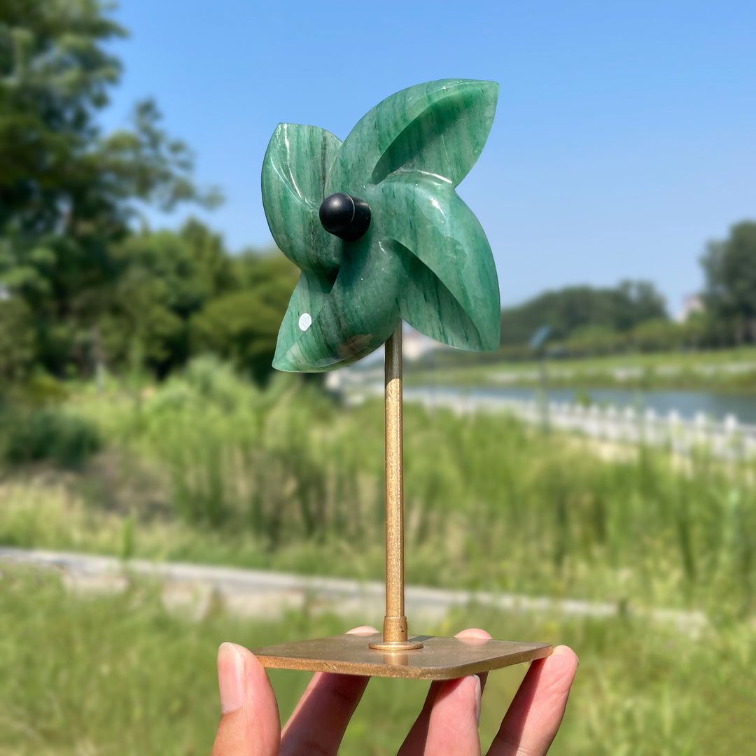 Unique,A Slightly Imperfect Natural Crystal Rotatable Wind Mill