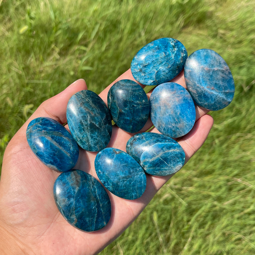 Natural Crystal Blue Apatite Palm Stone