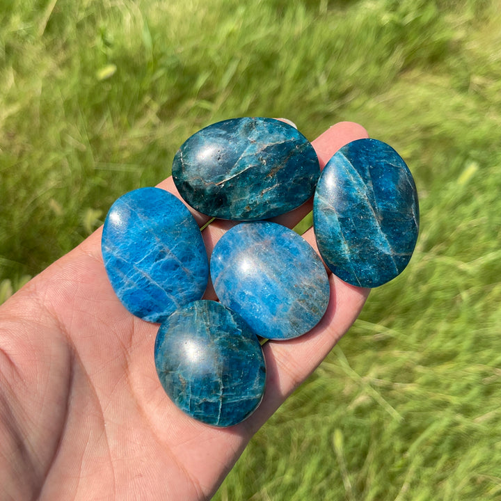 Natural Crystal Blue Apatite Palm Stone