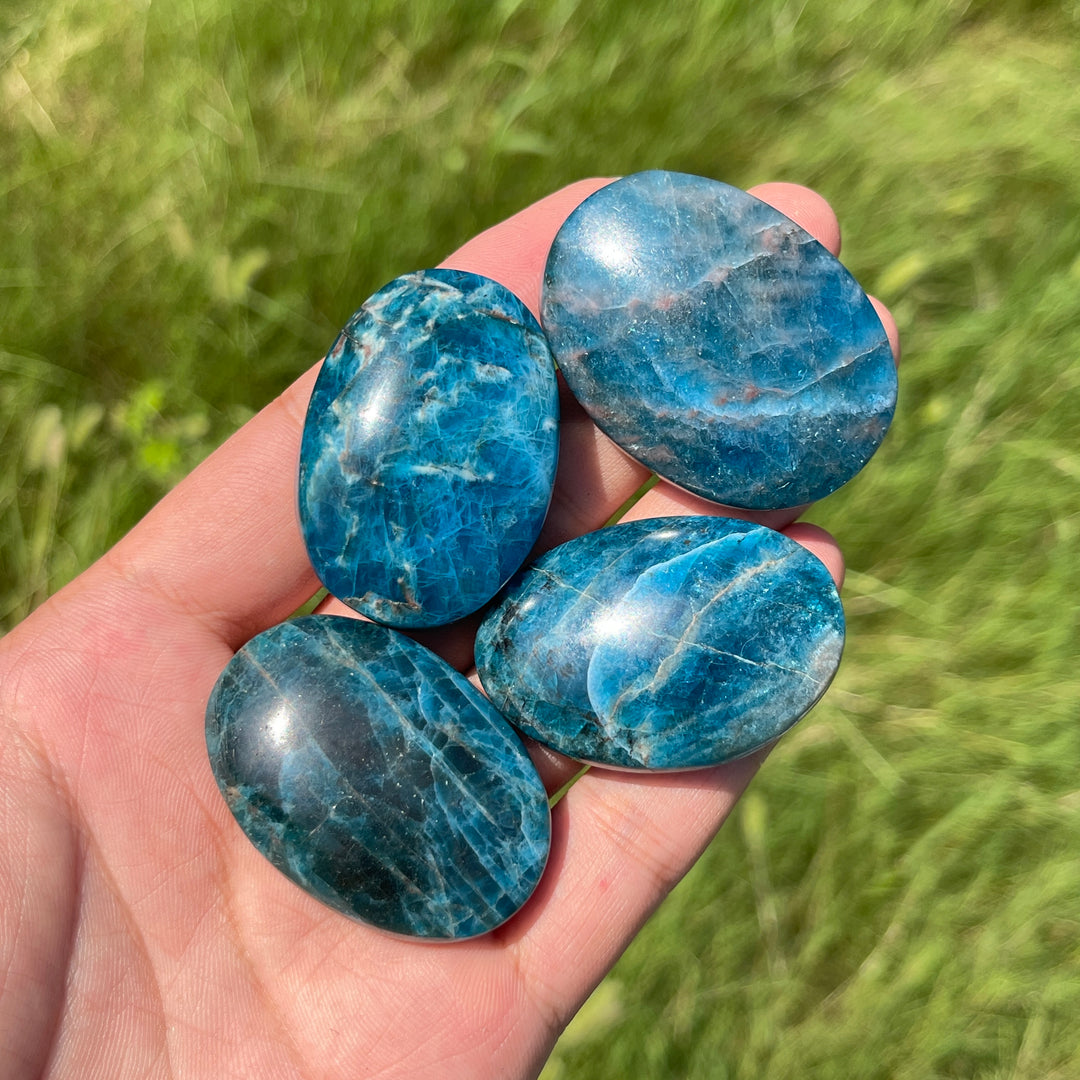 Natural Crystal Blue Apatite Palm Stone
