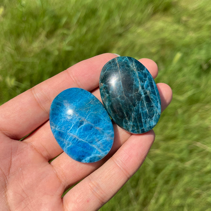 Natural Crystal Blue Apatite Palm Stone