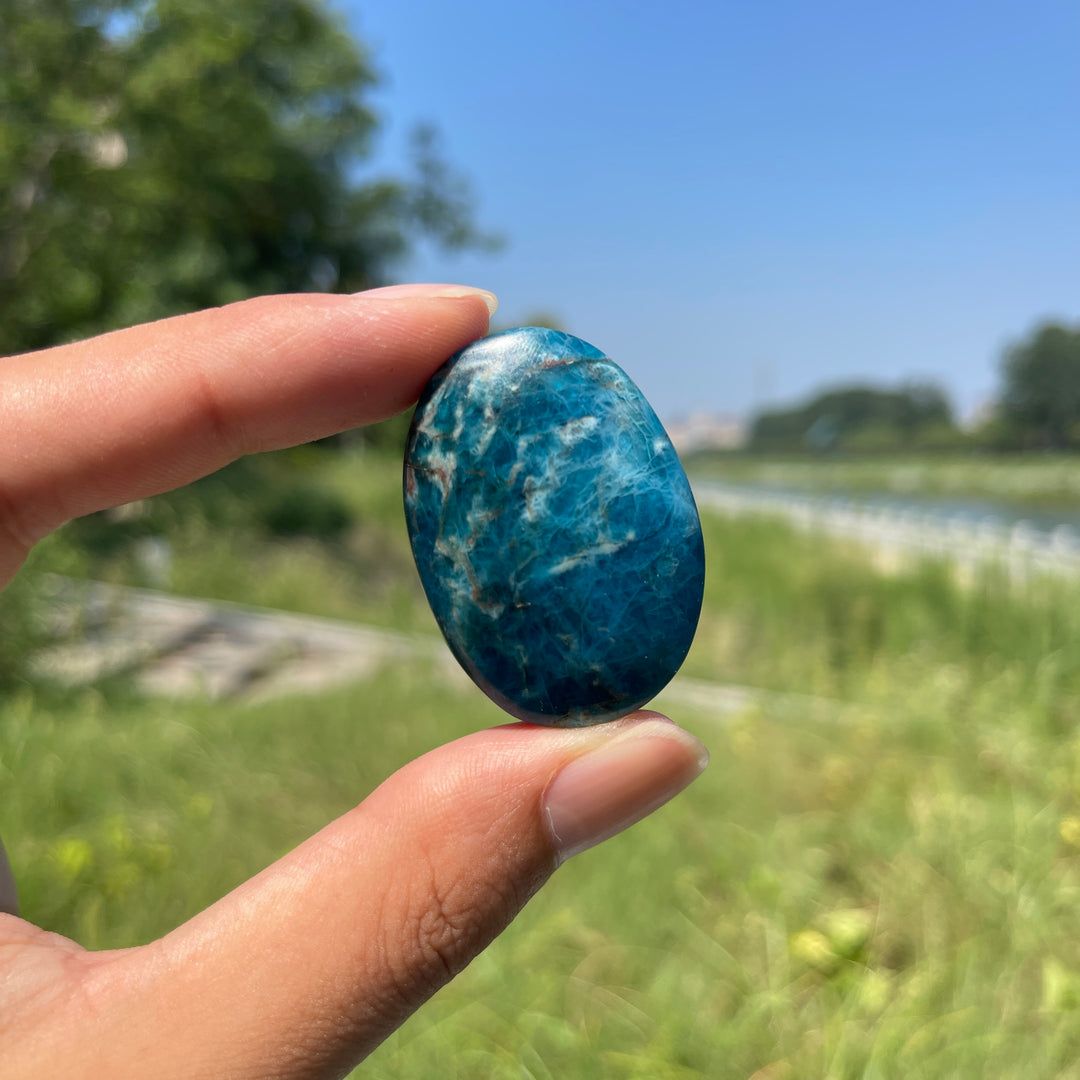 Natural Crystal Blue Apatite Palm Stone