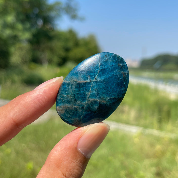 Natural Crystal Blue Apatite Palm Stone