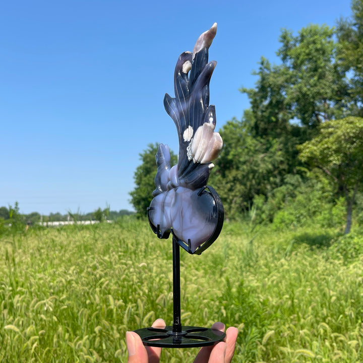 Unique,A Slightly Imperfect Natural Blue Flower Agate Nine‑Tailed Fox