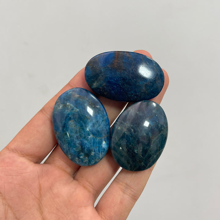 Natural Crystal Blue Apatite Palm Stone