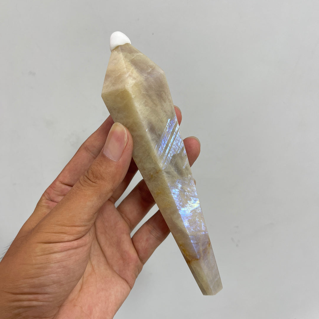 Unique,Natural Crystal Moonstone Wand