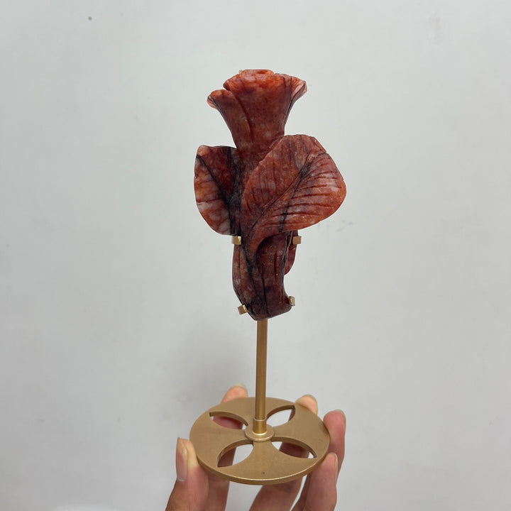 Natural Crystal Rose Carving With Stand