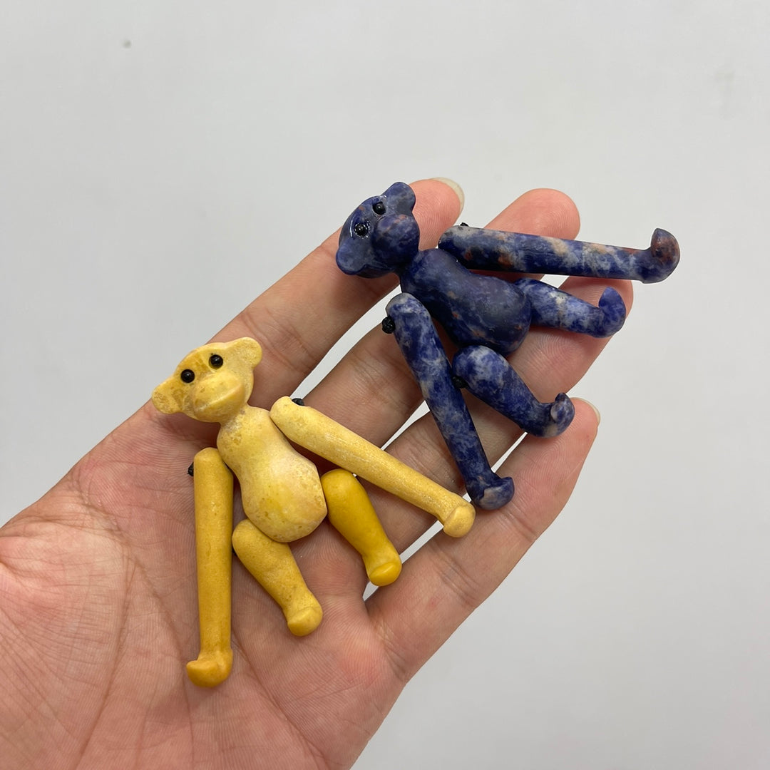 A Slightly Imperfect Natural Movable Joint Crystal Monkey Doll Carving