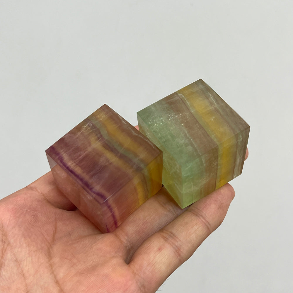 Natural Crystal Candy Fluorite Cube