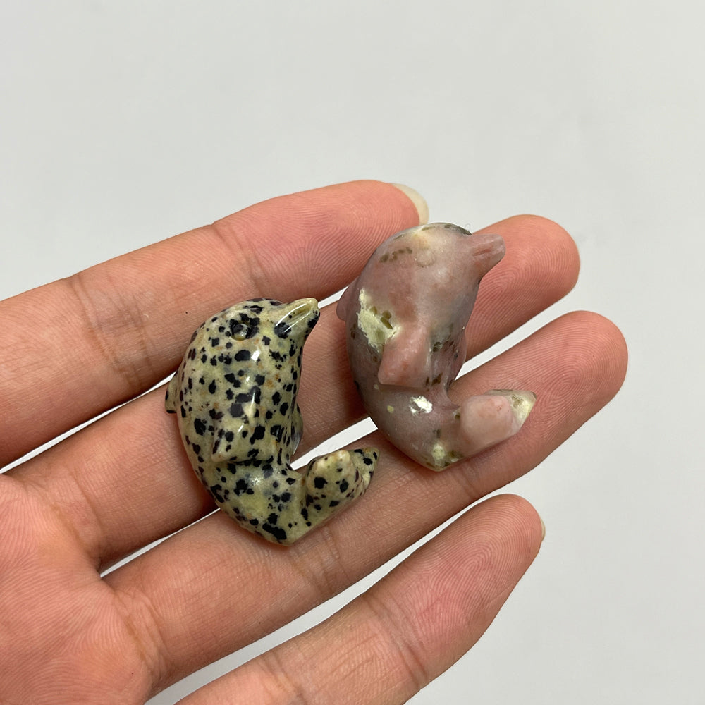 Natural Crystal Mixed Material Mini Dolphin Carving