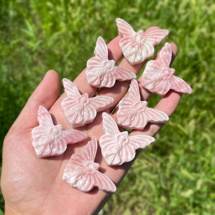 A Slightly Imperfect Natural Crystal Pink Opal Butterfly Fairy Carving