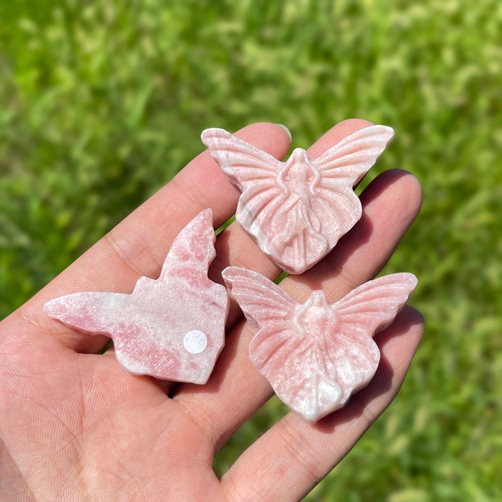 A Slightly Imperfect Natural Crystal Pink Opal Butterfly Fairy Carving