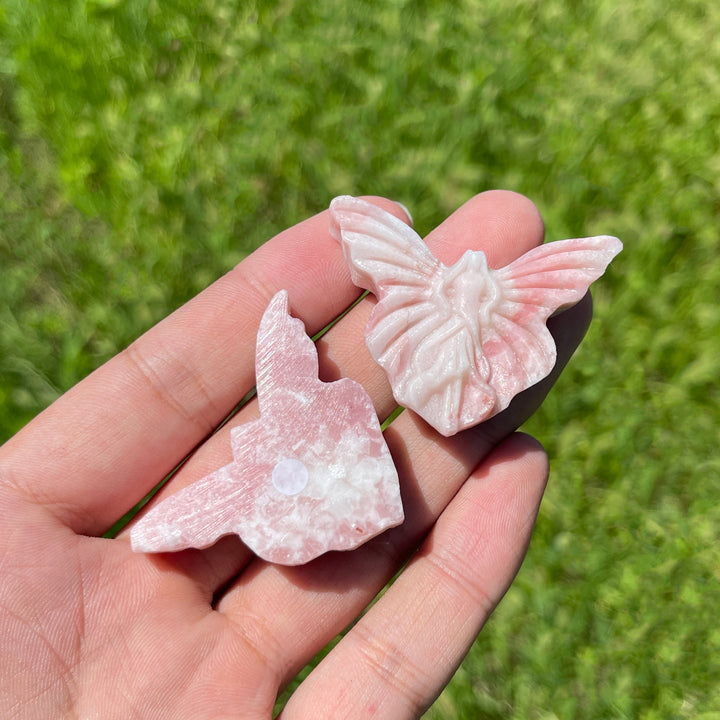 A Slightly Imperfect Natural Crystal Pink Opal Butterfly Fairy Carving