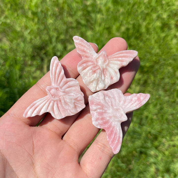 A Slightly Imperfect Natural Crystal Pink Opal Butterfly Fairy Carving