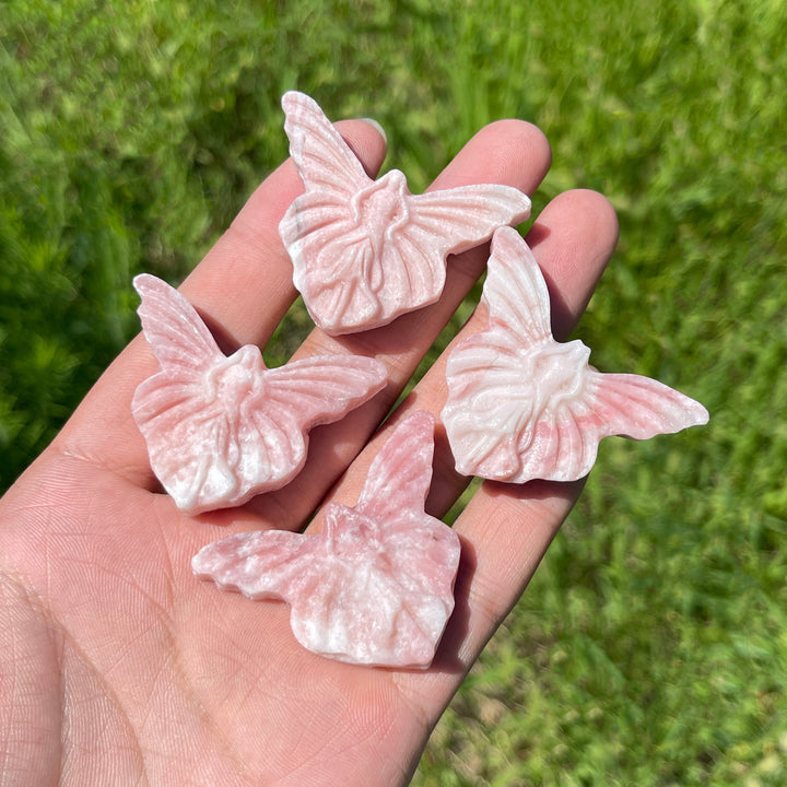 A Slightly Imperfect Natural Crystal Pink Opal Butterfly Fairy Carving
