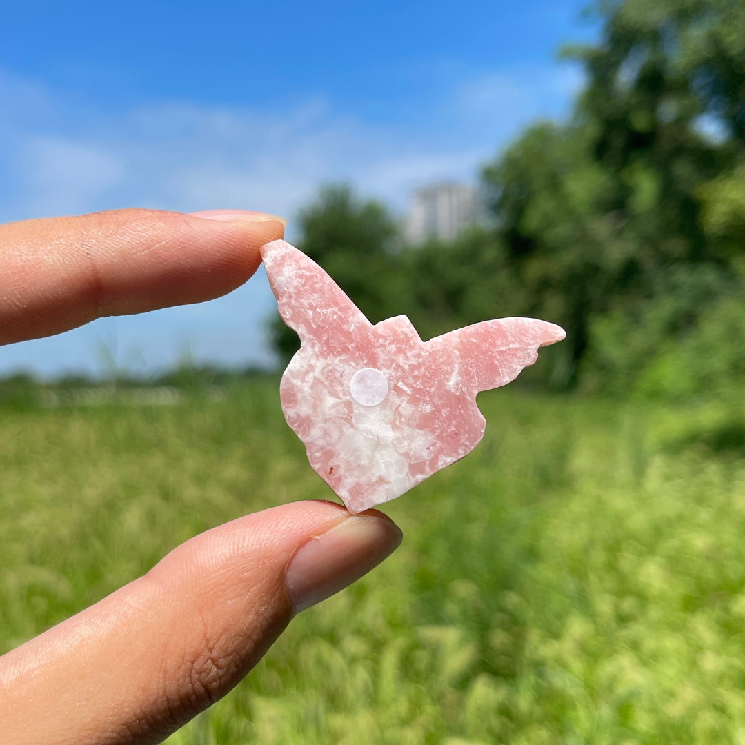 A Slightly Imperfect Natural Crystal Pink Opal Butterfly Fairy Carving