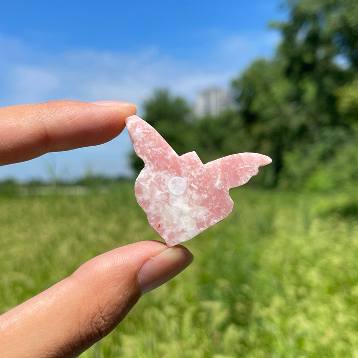 A Slightly Imperfect Natural Crystal Pink Opal Butterfly Fairy Carving